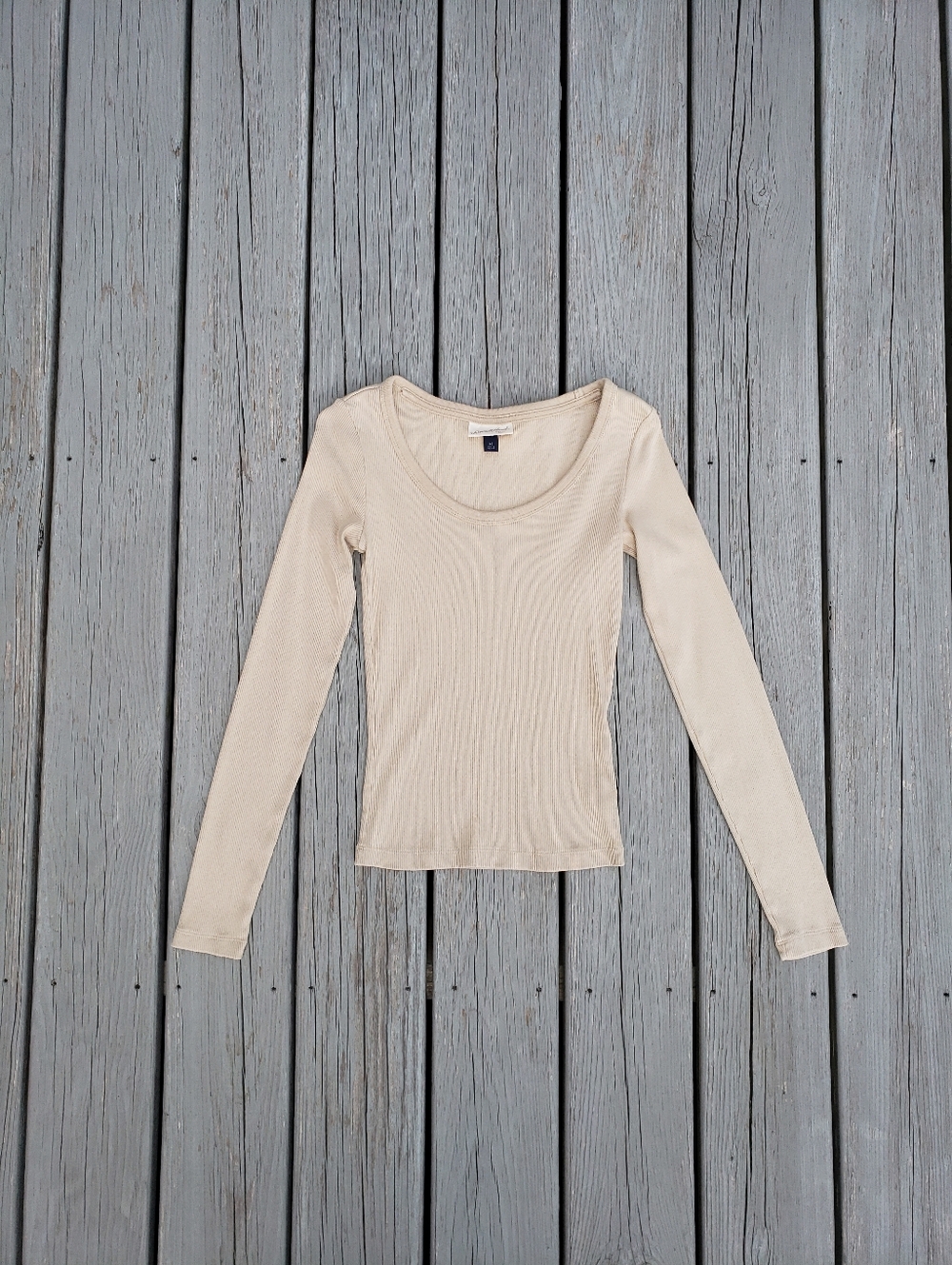 Universal Thread Beige Ribbed Scoop Neck Top X-Small
